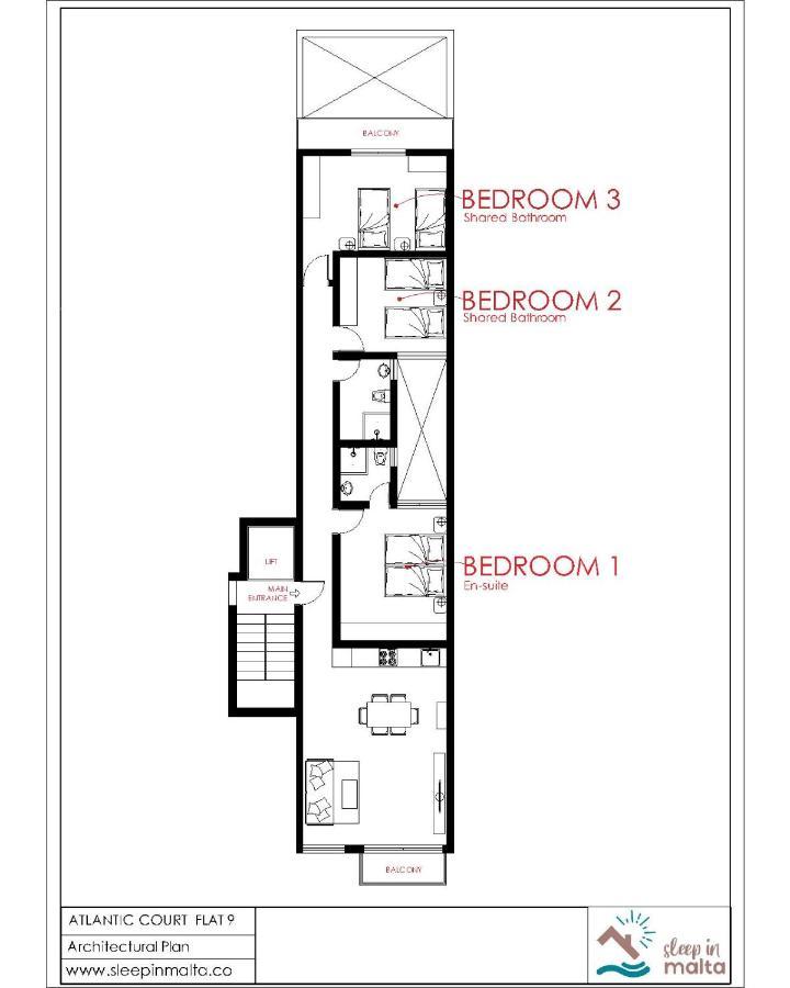 F9 Room 1, Private Double Room With Private Bathroom In Shared Flat Мсида Экстерьер фото